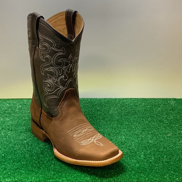 MEN'S WESTERN RODEO COWBOY BOOTS LEATHER SQUARE TOE HAZEL BOTA AVELLANA  945 - Picture 4 of 5